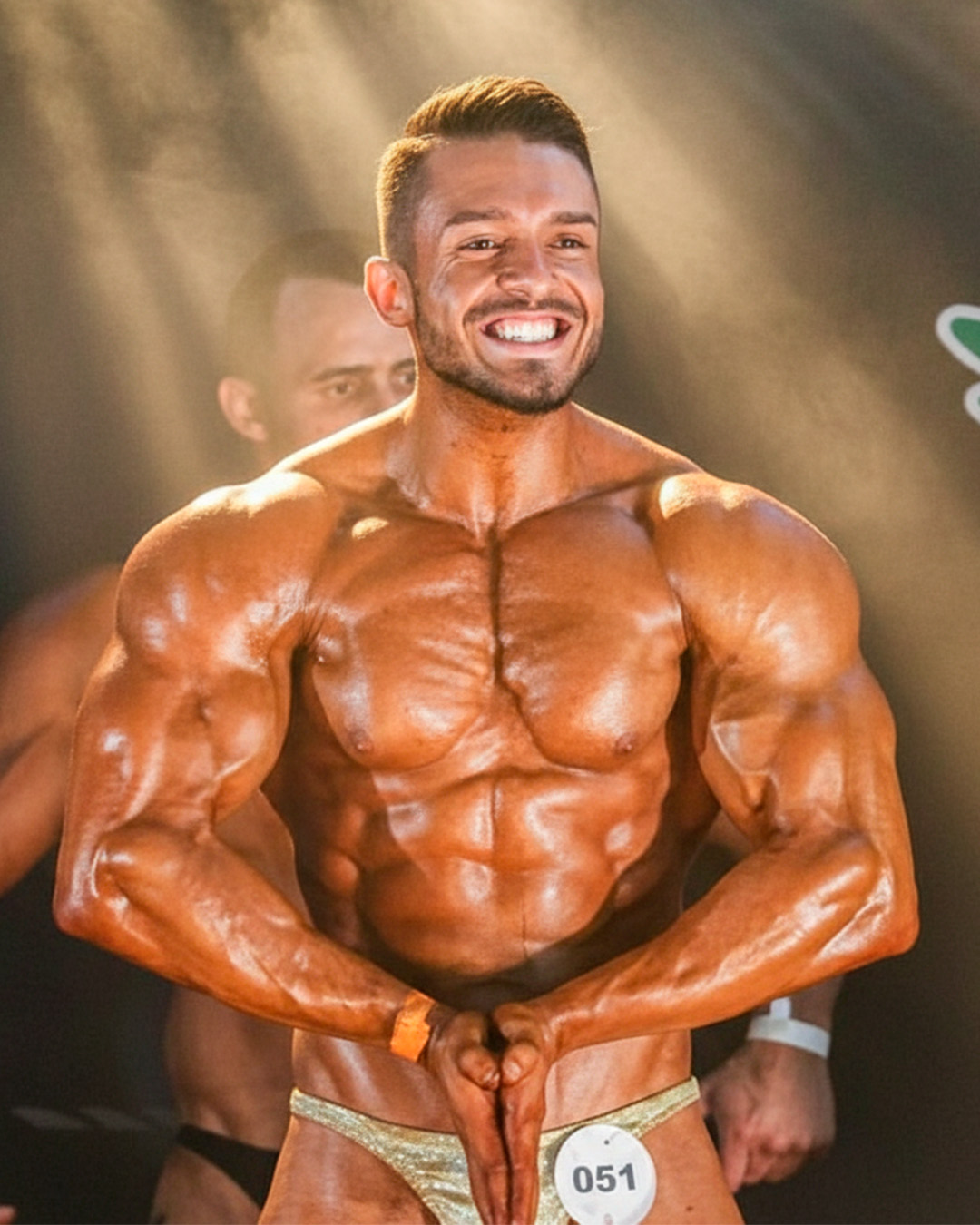 Atleta mostrando resultado fisico